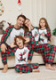 Christmas cartoon elk plaid print Family Pajama two-piece set