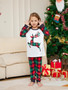 Christmas cartoon elk plaid print Family Pajama two-piece set