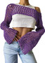 Women's Cute Crochet Crop Top Y2k Knitting Long Sleeve See-Through Shawl Beach Cover Up