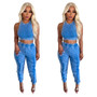 Fashion Ladies Sleeveless Solid Color Tracksuit Casual Two Piece Set