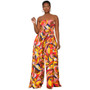 Casual Printed Low Back Strapless Loose Summer High Waist Women's Jumpsuit