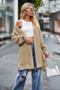 Autumn And Winter Women's Solid Color Loose Knitting Shirt Women's Pocket Coat Sweater