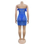 Fashion Women's Solid Color Mesh Beaded Feather Dress