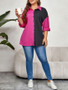 Chic Elegant Career Long Sleeve Turndown Collar Color Block Shirt Top