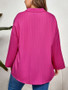 Chic Elegant Career Long Sleeve Turndown Collar Color Block Shirt Top