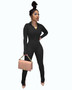 Fashion Women's Clothing Solid Long Sleeve Slim Fitted Jumpsuit