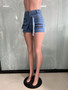 Women Stretch Zip Cargo Denim Shorts