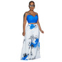 Women Sexy Sling Printed Wide Leg Pants Two-piece Set