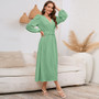 Women v-neck long sleeve jacquard dress