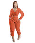 Women Solid Color Long Sleeve Top+Pant Two Piece Set