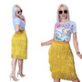 Women High Waist Patchwork Fringe Skirt