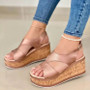 Summer Wedge Platform Sandals Women's Roman Slip-On Plus Size Sandals