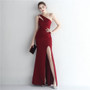 Satin Slim One Shoulder Long Celebrity Dinner Slim Fit Fishtail Dress Wedding Car Model Exhibition Dress