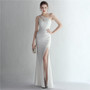 Satin Slim One Shoulder Long Celebrity Dinner Slim Fit Fishtail Dress Wedding Car Model Exhibition Dress