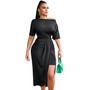 Fashion Solid Off Shoulder Irregular Dress Women