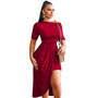 Fashion Solid Off Shoulder Irregular Dress Women