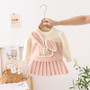 Girl Cartoon Rabbit Pocket Sweater and Skirt Two-piece Set