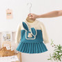 Girl Cartoon Rabbit Pocket Sweater and Skirt Two-piece Set