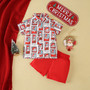 Christmas Boy Christmas printed short-sleeved shirt and shorts two-piece set