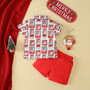 Christmas Boy Christmas printed short-sleeved shirt and shorts two-piece set