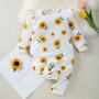 Baby Girl Printed Polka Dot Sunflower Long Sleeve Romper