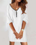 Autumn And Winter Solid Color V-Neck Knitting Long-Sleeved Dress For Women