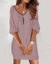 Autumn And Winter Solid Color V-Neck Knitting Long-Sleeved Dress For Women