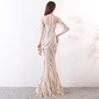 High end sequin stripe color matching slim fitting dinner party annual dress long woman