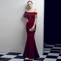 Bridal Toast Dress Fashion Fishtail Slim Fit Long Formal Party Elegant Red Evening Dress