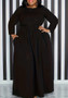 Women's Solid Slim Waist Long Sleeve Plus Size Dress