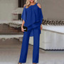 Women's Fashion Solid Color Loose Casual Bat Sleeves Irregular Two Piece Set