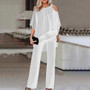 Women's Fashion Solid Color Loose Casual Bat Sleeves Irregular Two Piece Set