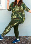 Women's Camouflage Print Long Sleeve Two Piece Pants Set