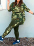 Women's Camouflage Print Long Sleeve Two Piece Pants Set