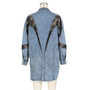 Fashionable Women's Autumn And Winter Lace Patchwork Denim Shirt