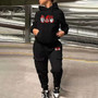 Women's Fashion Casual Hooded Two Piece Sports Tracksuit