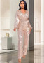 Fashion Casual Long Sleeve Belt Sequin Jumpsuit Women's Clothing