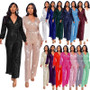 Fashion Casual Long Sleeve Belt Sequin Jumpsuit Women's Clothing