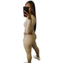 Nightclub Women's Clothing Round Neck Ribbed Sexy Slim Top Lace-Up Pants Two-Piece Set