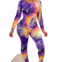 Women's Autumn And Winter Tie Dye Long Sleeve Plus Size Two Piece Pants Set