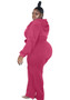 Plus Size Women's Fashion Casual Solid Color Autumn And Winter Hooded Two Piece Tracksuit