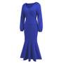 Plus Size Women V Neck Long Sleeve Mermaid Dress