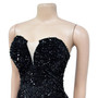 Women Solid Strapless Backless Sequin Feather Dress