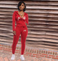 Women Fall Letter Hoodies and Pant Casual Sports Two-piece Set