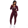 Women Fall Letter Hoodies and Pant Casual Sports Two-piece Set