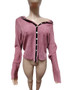 Women contrast color irregular knitting cardigan sweater