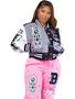 Women Print Ribbed Baseball Jacket