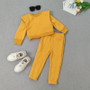 Girls Casual Solid Long Sleeve Sports Two-piece Set