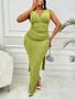 Plus Size Summer Women Sexy Solid Sleeveless Dress