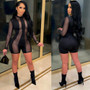 Women Sexy Mesh See-Through Long Sleeve Romper